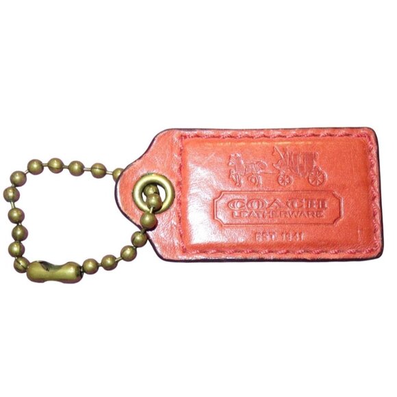 COACH Leatherware 1941 Orange Leather Large Hangtag FOB bag charm - Picture 1 of 3